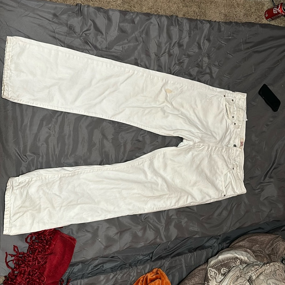 Levi’s Original 501 Jeans, Straight Leg Bootcut, White, Men’s Size 38/32